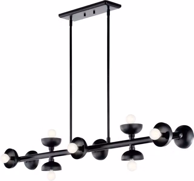 Lampada sospesa Palta Loft Kichler nera in metallo con 10 x E14, altezza regolabile