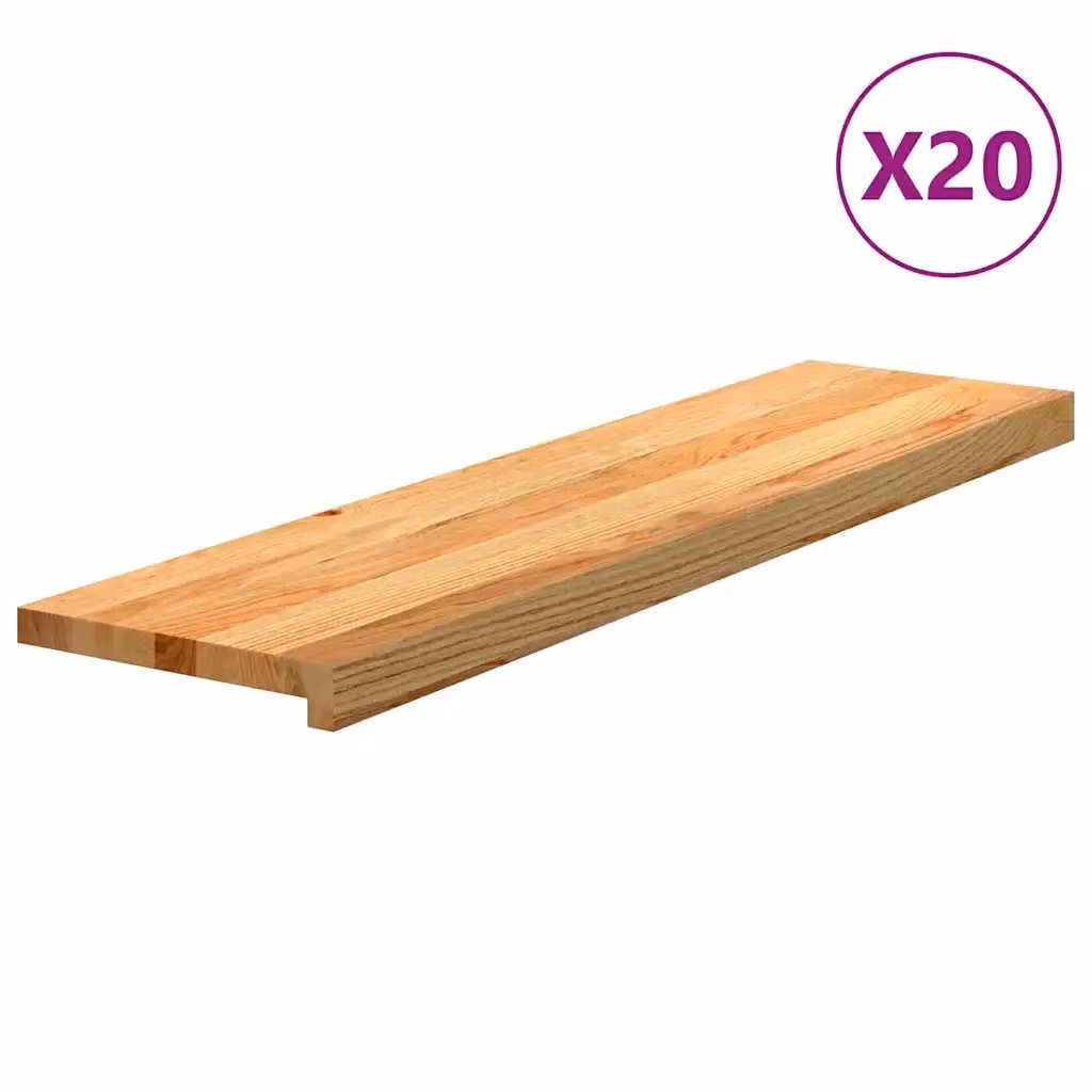 Set di 20 gradini in legno massello di rovere color marrone chiaro vidaXL L 100 cm x P 30 cm x H 2 cm – 2