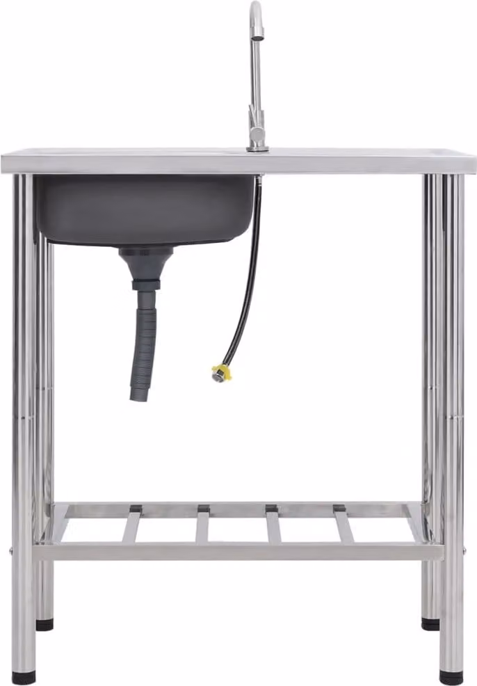 Lavello da Campeggio Vasca Singola con Rubinetto Acciaio Inox
