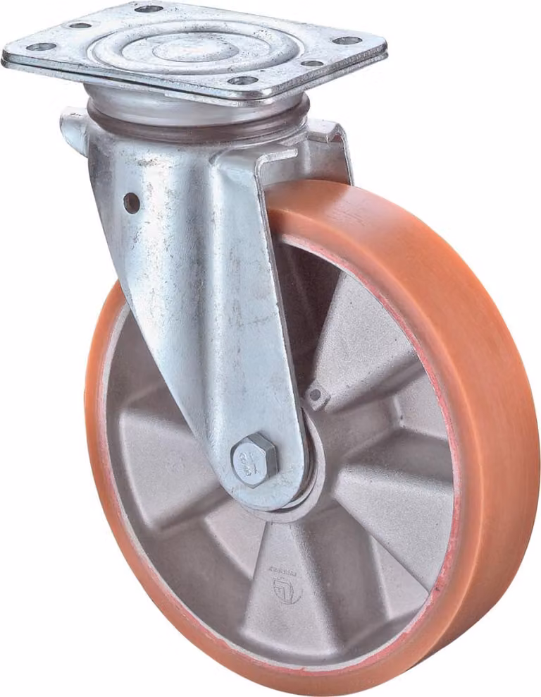 BS Ruote girevoli con piastra avvitabile Pneumatico in poliuretano fuso Cuscinetto a sfera 125 mm 450 kg - N100.B90.129
