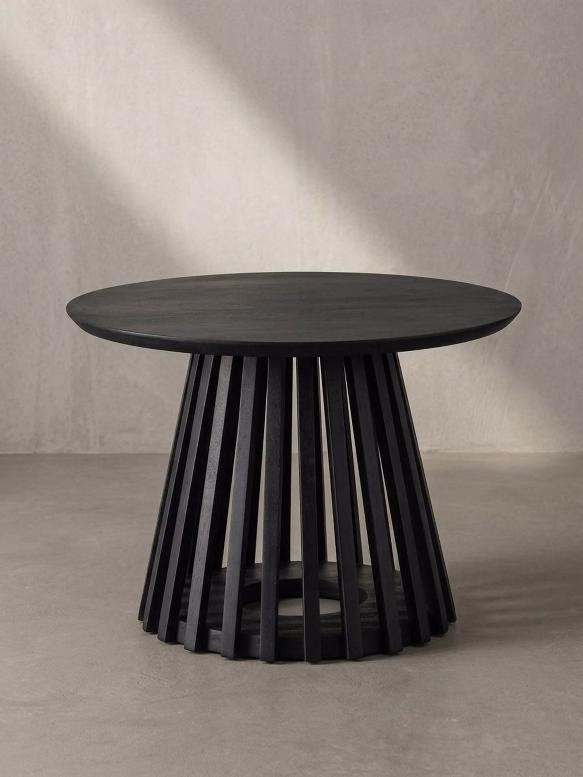 Tavolino da salotto 60x60x41 cm in legno massello di mango nero Tavolino rotondo, tavolino da salotto di design con struttura a griglia, tavolino da caffè per soggiorno moderno