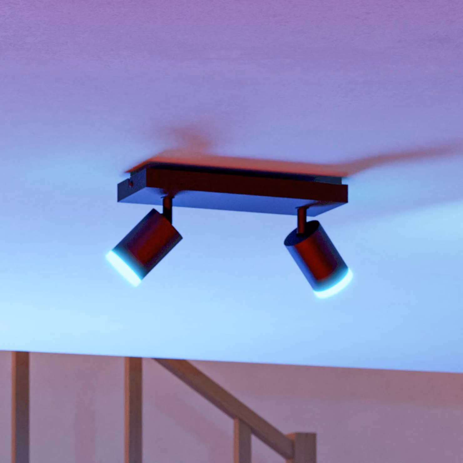 EGLO connect Faretto LED Smart Melitello-Z, a 2 luci, nero dimmerabile, Nero, Soggiorno / Sala da pranzo, Alluminio, Moderno