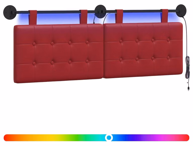 Testiera sospesa Con luce LED Rosso Vino Pelle finta