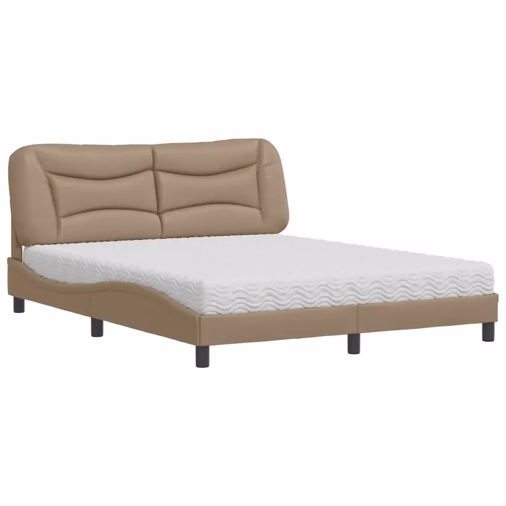 Letto con Materasso Hvar Cappuccino vidaXL in Similpelle e Tessuto L/P/H: 218 x 160 x 74,5 cm – 2
