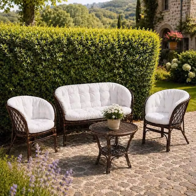 Salotto da giardino bahama marrone in bambu con cuscini in omaggio