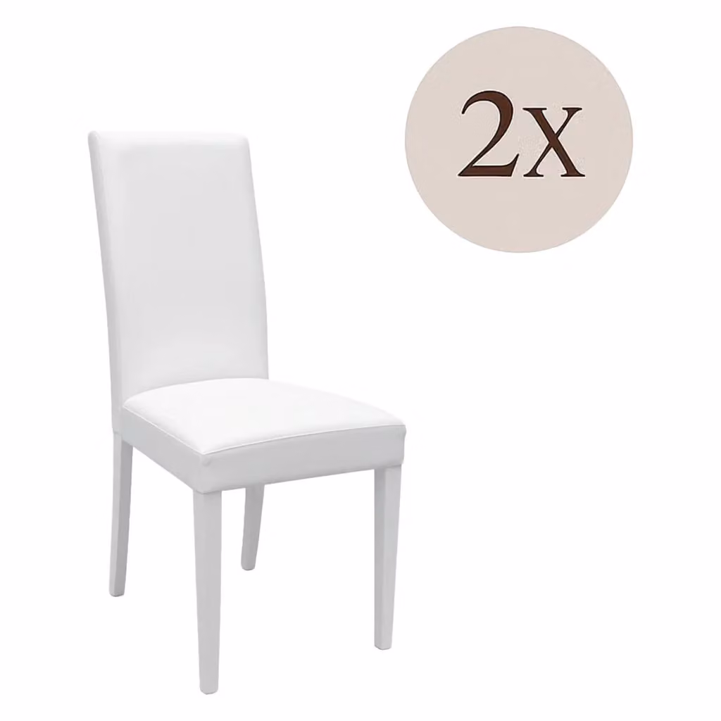 Set di 2 sedie moderne DMORA in legno e tessuto bianco per cucina e soggiorno – 2