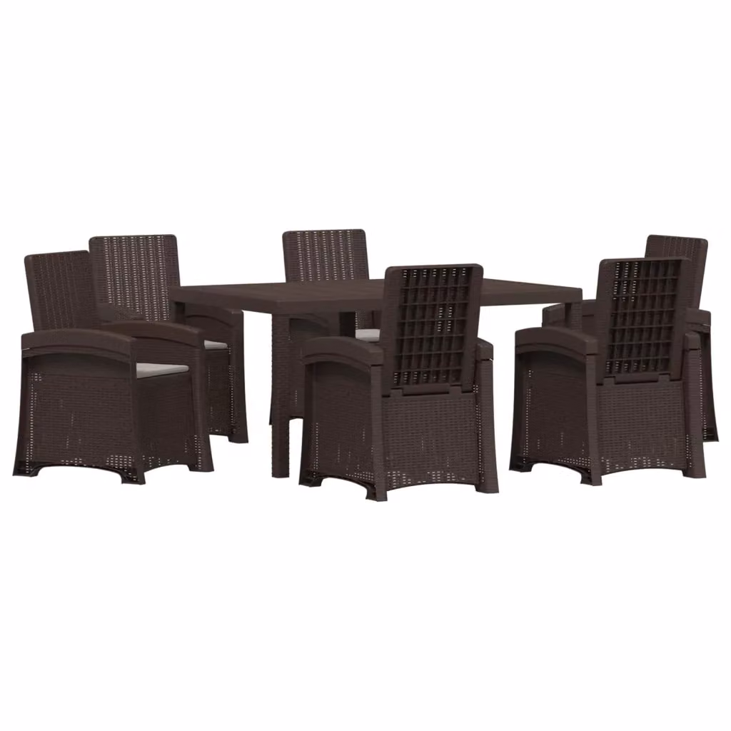 Set da pranzo da giardino moderno vidaXL in polyrattan composto da 7 pezzi nei colori marrone e grigio – 2