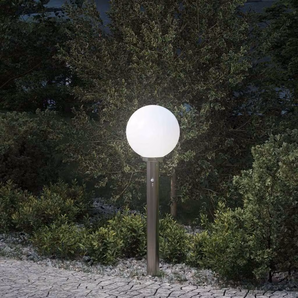 vidaXL Lampada a paletto con sensore di movimento in acciaio inox argento, Altezza: 80 cm, IP44