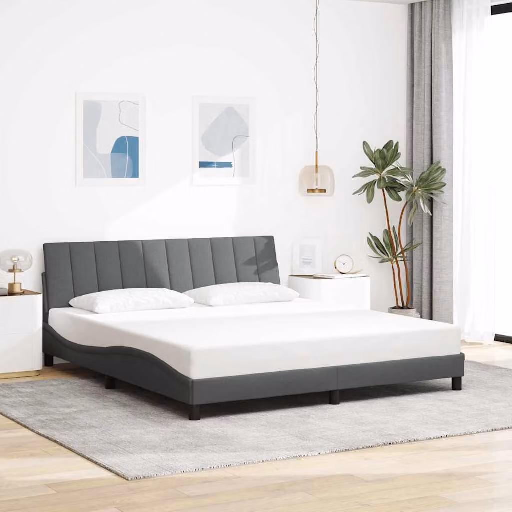 Giroletto senza materasso vidaXL Hanko in tessuto grigio con struttura in legno e metallo 180x200 cm