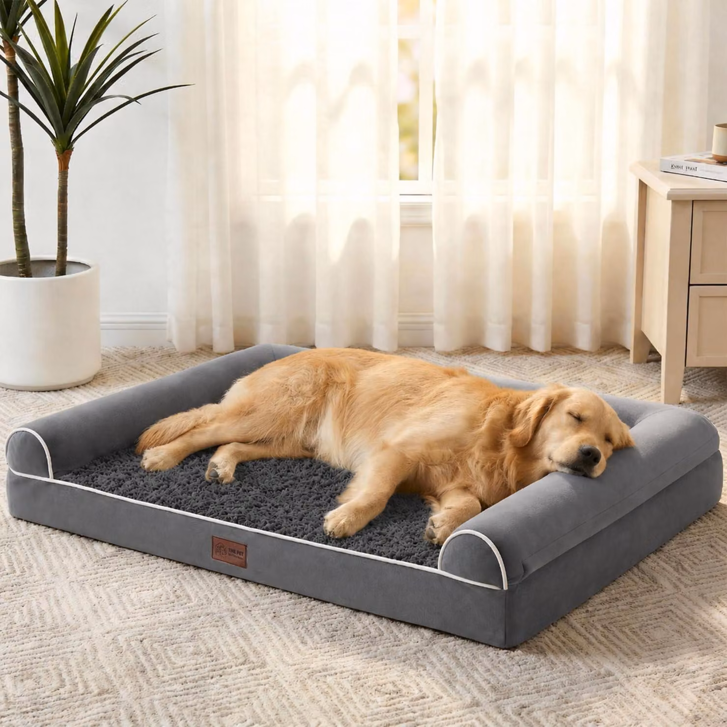 Cuccia ortopedica per cani, taglia XL, 107x76x19 cm, grigia, impermeabile, lavabile, antiscivolo
