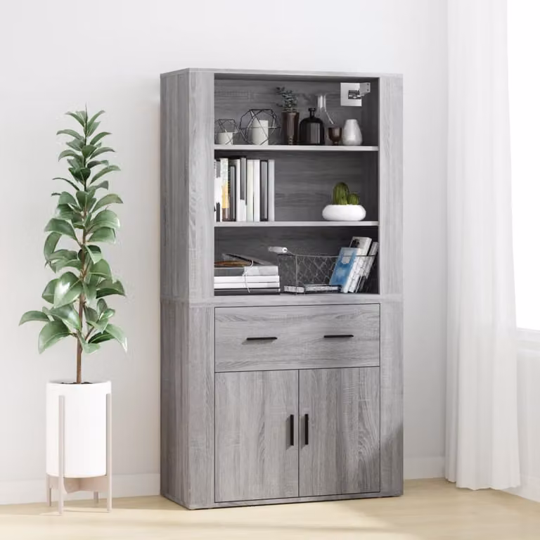 Credenza moderna vidaXL in legno multistrato Grigio Sonoma, sospesa a parete