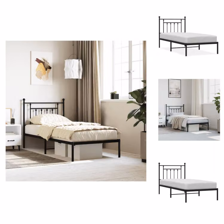 vidaXL Struttura letto con testiera in metallo nero 80x200 cm - Letti e strutture letto