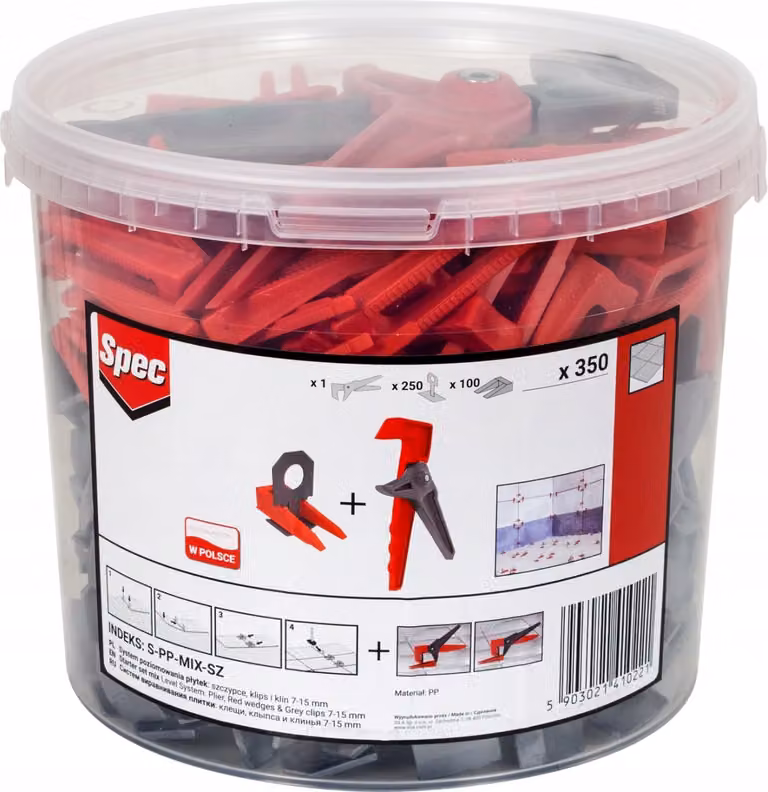 Sistema di livellamento per piastrelle cuneo + clip + pinza 350 pz