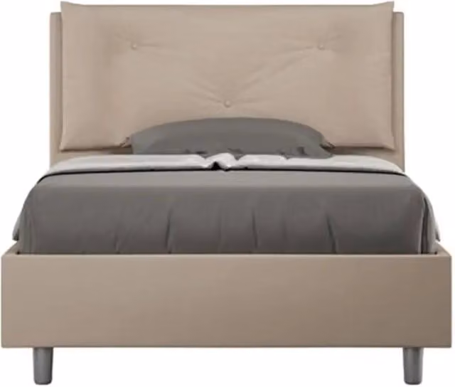 Letto una piazza e mezza con rete imbottito 120x200 similpelle tortora Appia Large