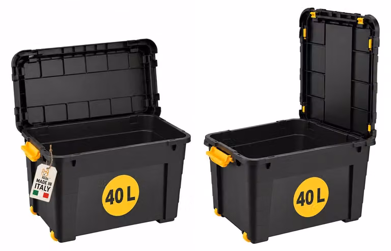 Akitaink Contenitore Box 40L Magic 4UP aperture con Ruote Nero
