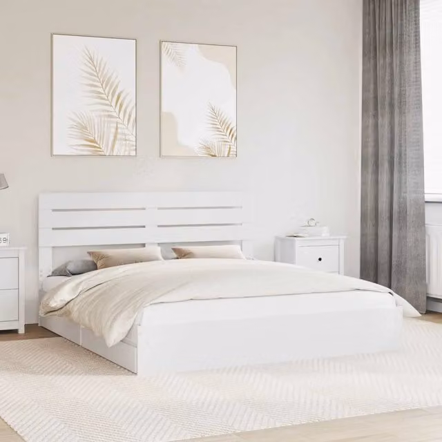 Letto con Contenitore Bianco 180 x 200 cm Legno ingegnerizzato 3411549