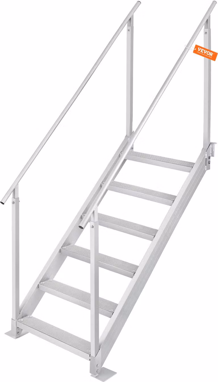 scaletta da bagno a 6 gradini con due corrimano Scaletta per barca 800x1850x2092 mm Scaletta per piscina in lega di alluminio Scaletta per scale 250 kg di portata Pedali da 10 cm Ideale per porti barche piscine
