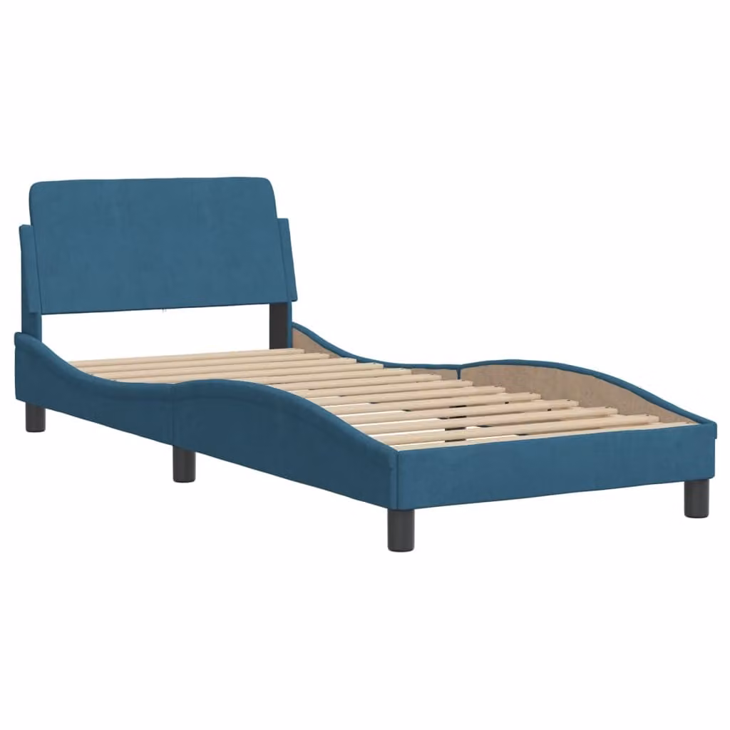 Giroletto con Testiera Dover Blu 90x190 cm in Velluto