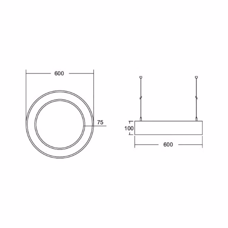 BRUMBERG Anello circolare Biro10 diretto Ø 60 cm DALI bianco 840 Biro Circle Ring, dimmerabile, Bianco / Opale, Studio / Ufficio, Alluminio, Moderno