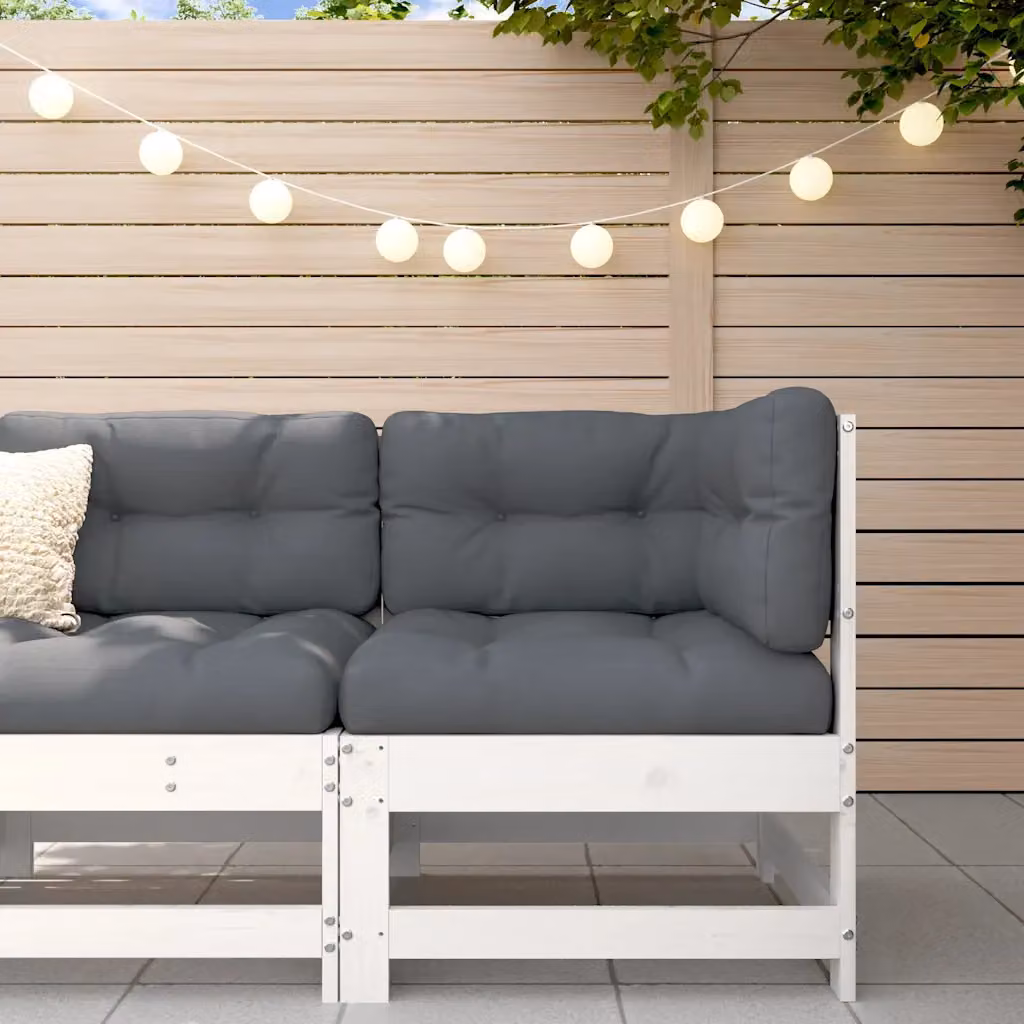 vidaXL Divano Angolare da Giardino in Legno di Pino con Cuscini Imbottiti e Tessuto Outdoor Disponibile in Bianco, Antracite o Grigio