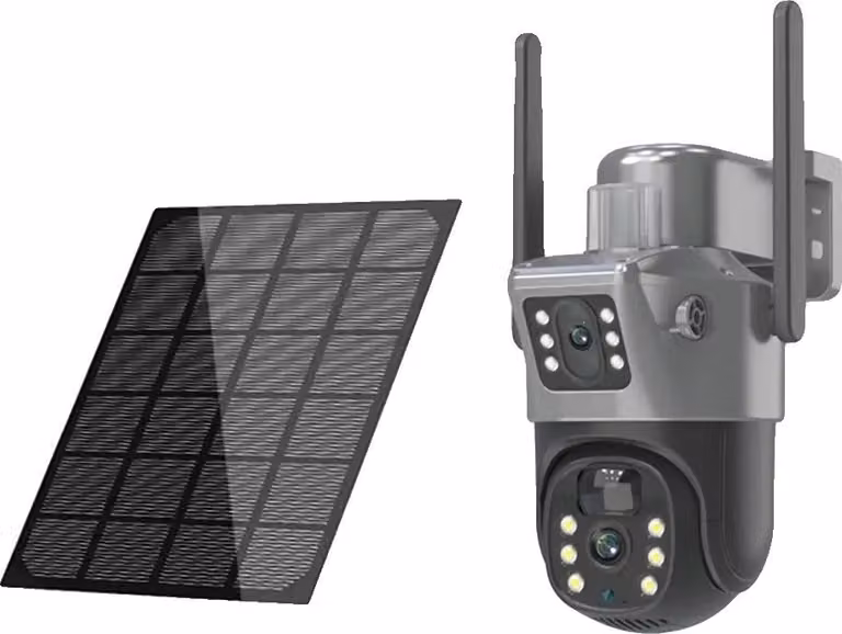 telecamera solare 4K 8MP a doppio obiettivo PTZ, visione notturna fino a 30 m, batteria 12000 mAh, WIFI Aggiungi scheda 128G