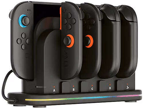 Nacon Kit di ricarica per Nintendo Switch e 4 JoyCon, colore nero