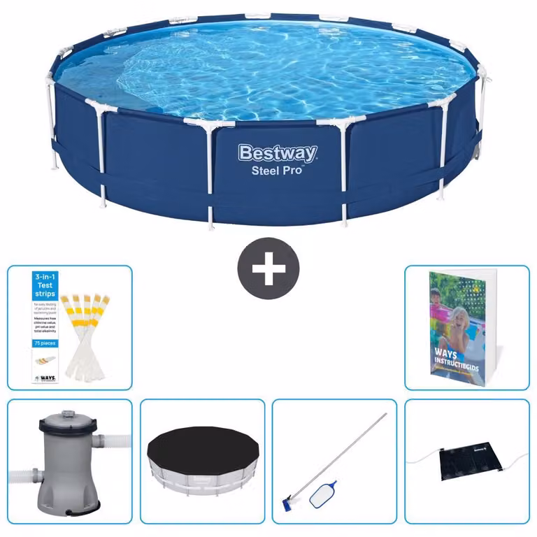 Piscina gonfiabile Bestway Steel Pro, rotonda, dimensioni 396x84 cm, composta da 5 parti, modello S241