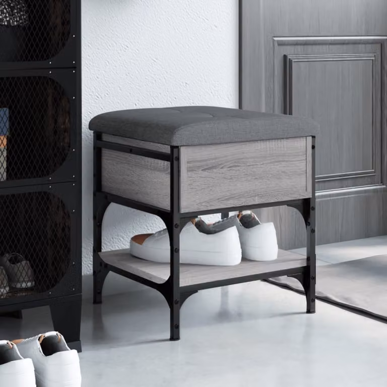 vidaXL Panca Porta Scarpe Moderna Grigia in Legno e Metallo L/P/H: 42 x 42 x 45 cm