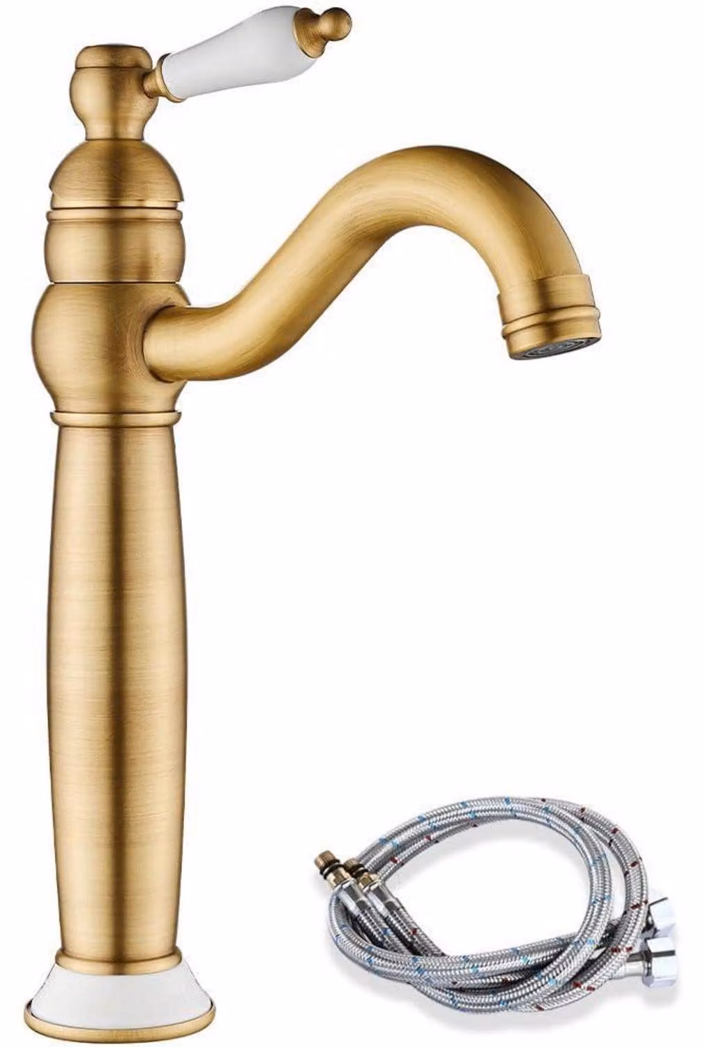 Miscelatore per lavabo, stile antico, in ottone con maniglia in Vetroceramica