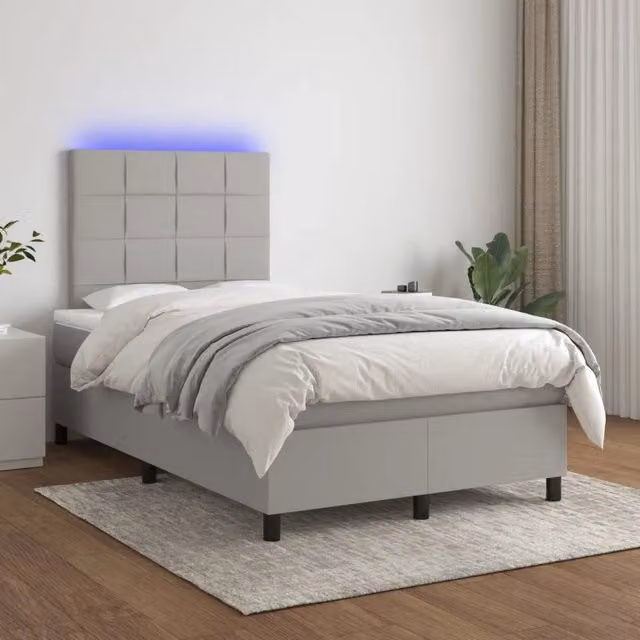 Letto Ibrido con Materasso e Illuminazione LED vidaXL Grigio Chiaro L/P/H: 120 x 200 cm