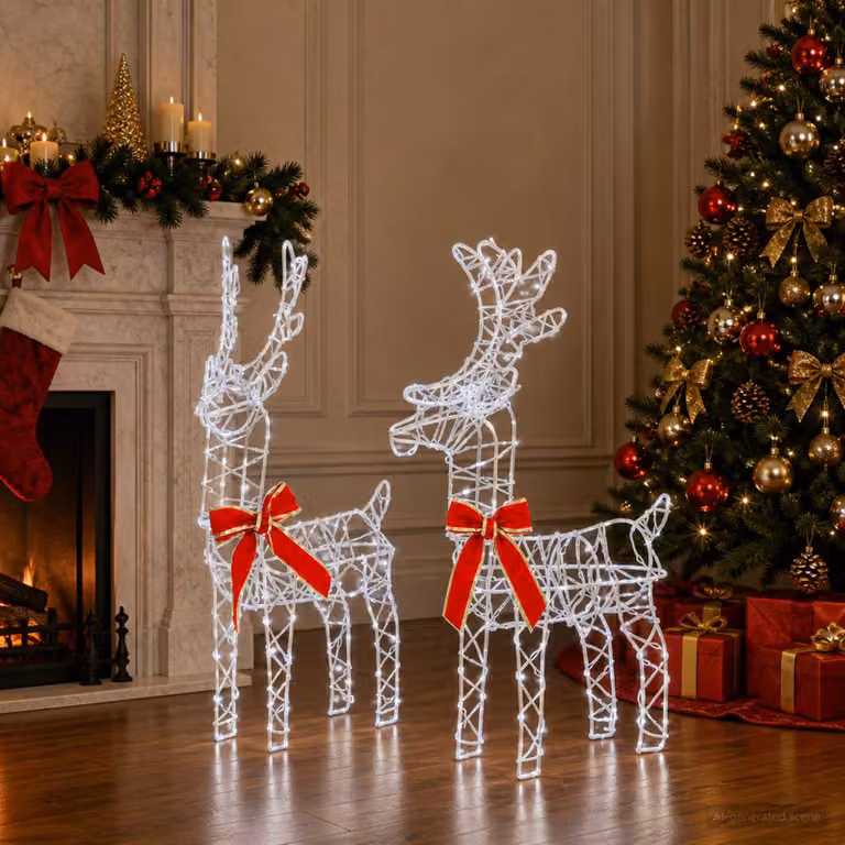 vidaXL Renna di Natale 3D LOVIISA 2 pz 180 LED Bianco freddo