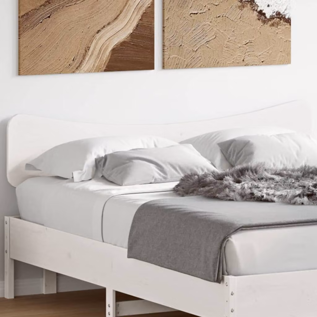 Testiera per letto vidaXL in legno massello di pino bianco laccato, stile rustico, 150 cm