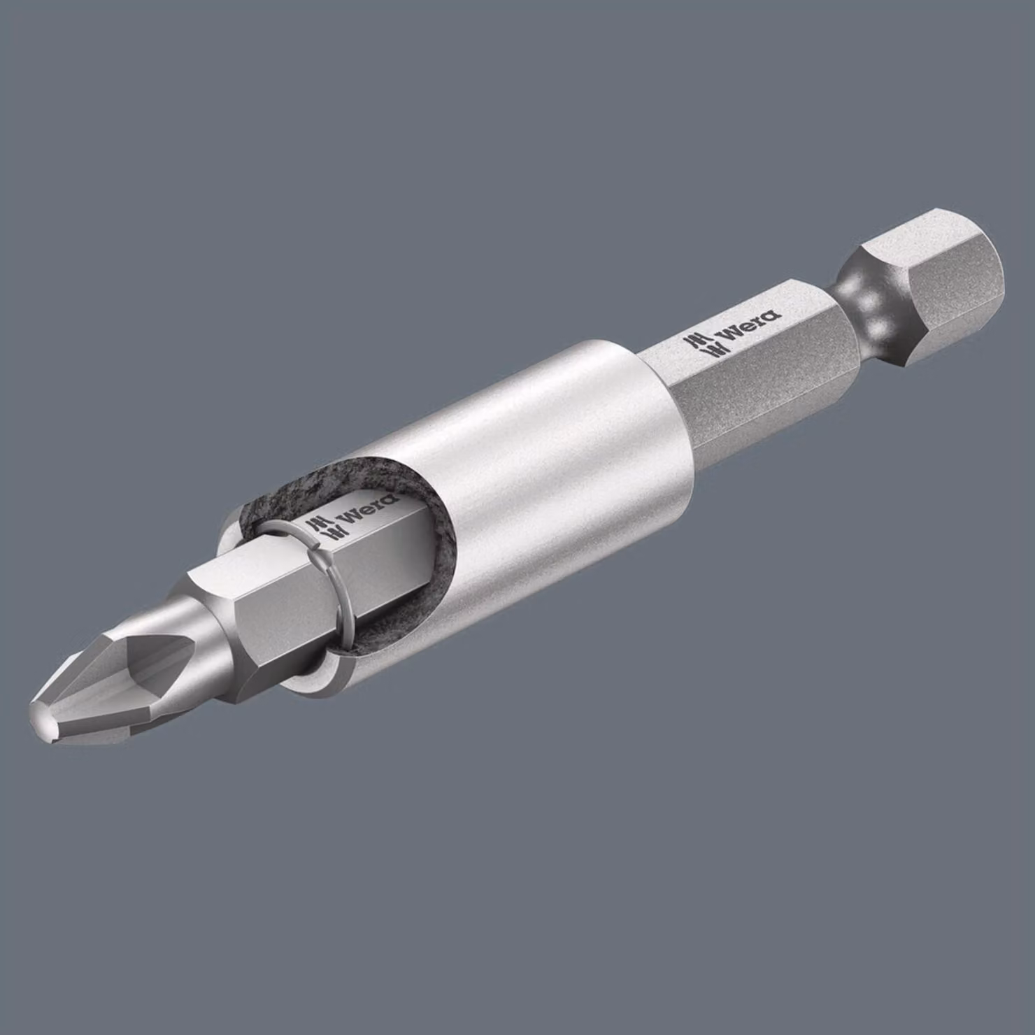 Porta-inserti da 5,5 mm per inserti da 1/4" con magnete + anello elastico da 72 mm Wera | 4013288017659