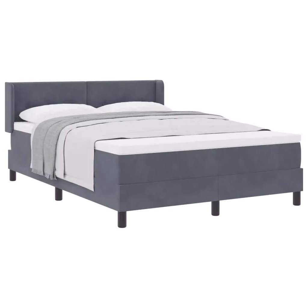 Letto ibrido con molle e schiuma vidaXL con testiera in velluto grigio L: 140 cm, P: 190 cm, H: 193 cm – 2