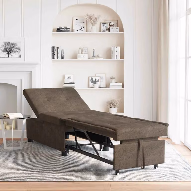 Divano letto vidaXL in tessuto Grigio scuro e Marrone L: 194 cm, P: 67 cm, H: 82 cm