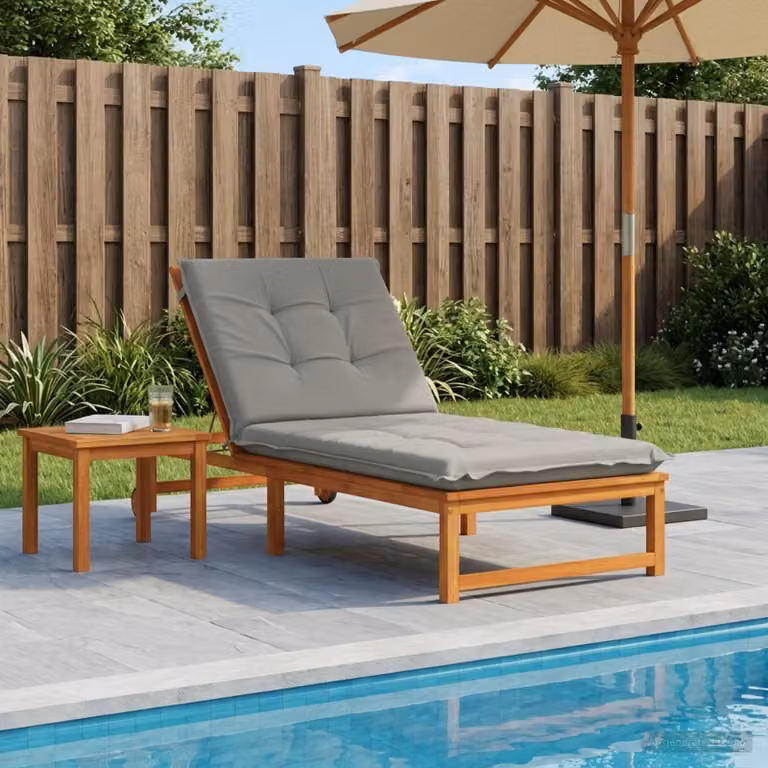 Cuscino per lettino vidaXL GEMERT in poliestere grigio con rivestimento rimovibile e resistente ai raggi UV