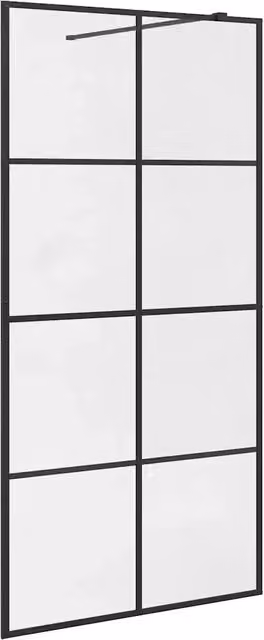 Parete per Doccia Walk-in Vetro Trasparente ESG 100x195cm Nera CFW5087508