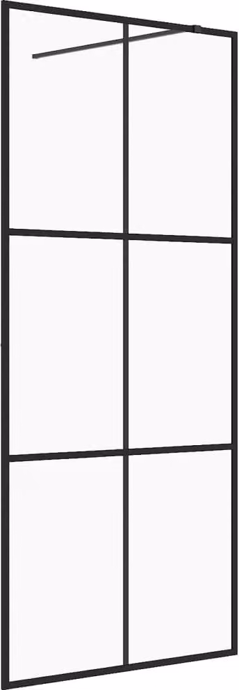 Parete Doccia Walk-in in Vetro Trasparente ESG Nera 80x195 cm