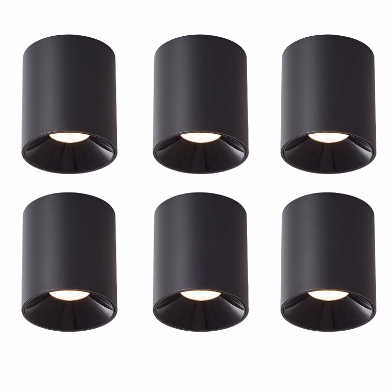 ZMH LED plafoniera 6ER plafoniera 7W plafone spot bianco caldo plafone nero plafone tondo plafone piccolo per cucina soggiorno sala da pranzo