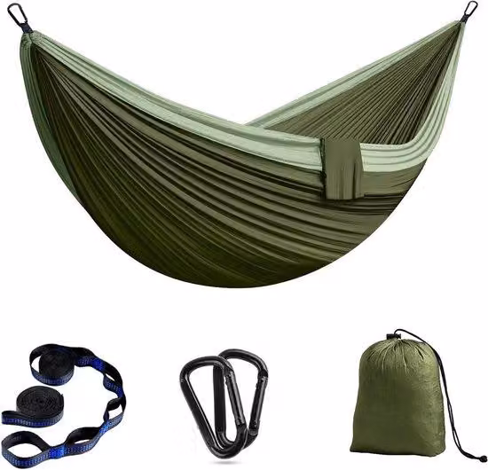 Amaca da viaggio e da spiaggia ultraleggera per due persone, 300 x 200 cm, in nylon da paracadute traspirante, con una portata massima di 300 kg, amaca doppia leggera per il giardino e le vacanze.