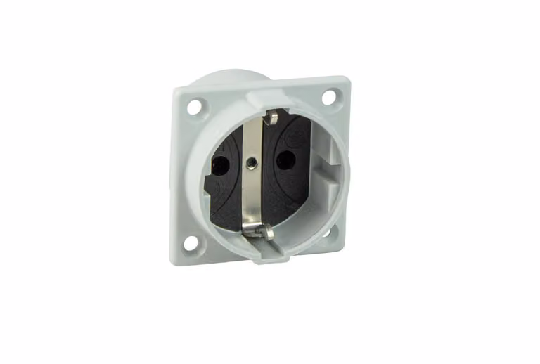 as-Schwabe Presa di corrente con contatto di terra grigio con coperchio a cerniera 230V 16A IP54