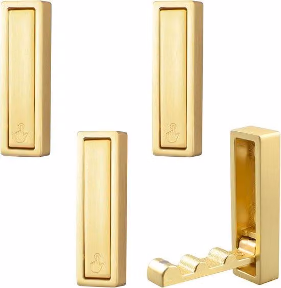 Allecto Premium - Gancio da parete pieghevole quadrato - Antiscivolo - Appendiabiti - Lega di zinco - Gancio da parete - Appendiabiti - Borsa - Zaino - Asciugamano - Rame spazzolato - Set da 4 pezzi