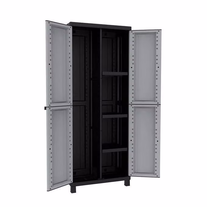 Armadio Terry Twist Black con 2 Ante Battenti in Plastica, Grigio e Nero, L/P/H: 70 x 39 x 170 cm – 2