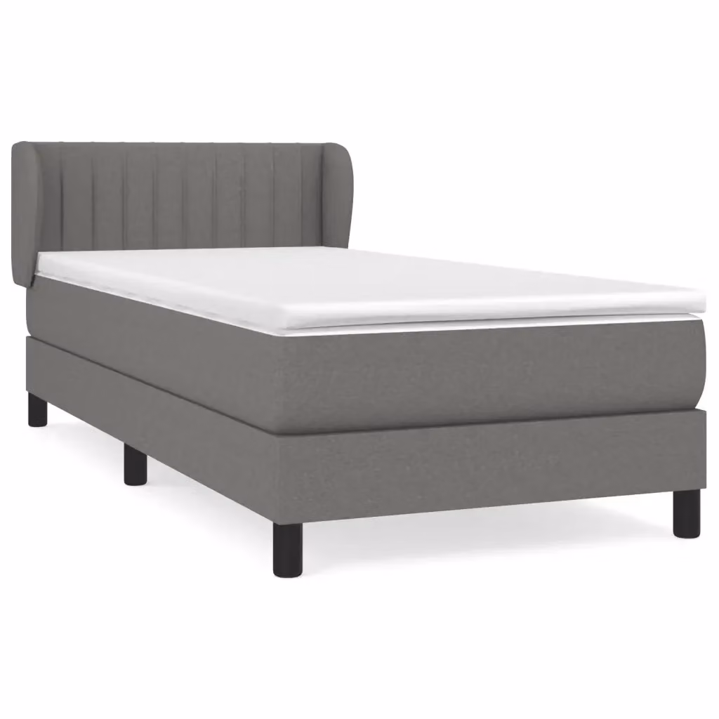 vidaXL Giroletto a Molle con Materasso Ibrido in Tessuto Grigio e Bianco L/P/H: 200 x 80 x 25 cm – 2