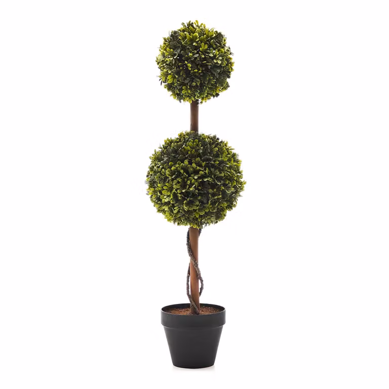 Pianta artificiale Bosso verde in vaso nero Vestiamo Casa, Altezza: 63 cm