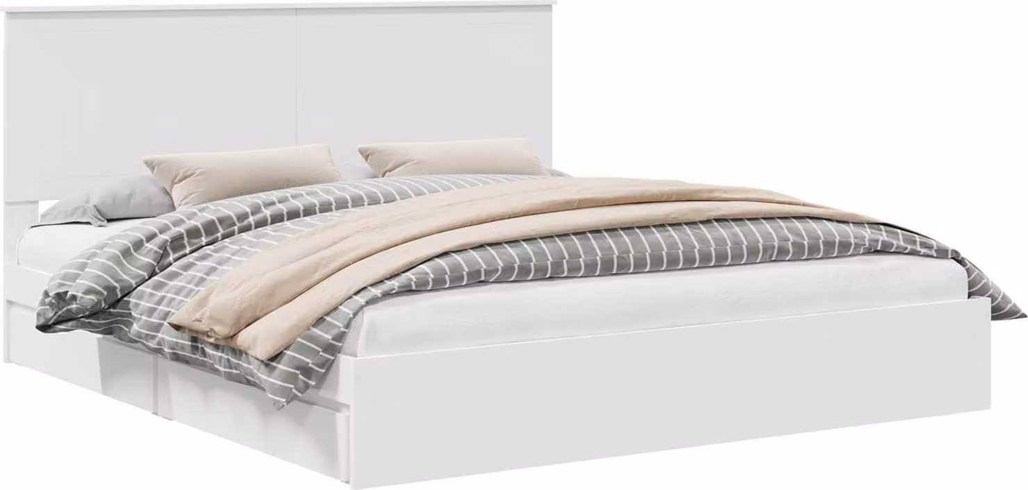 Letto con Contenitore Bianco 180 x 200 cm Legno multistrato