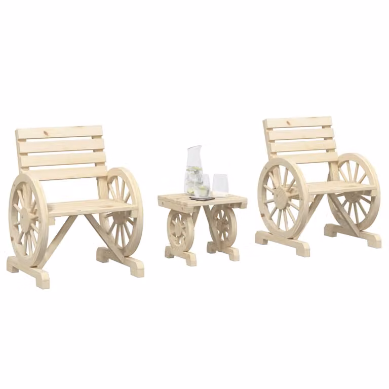 vidaXL Set Salotto da Giardino 3 pz in Legno Massello di Abete Marrone con Cuscini