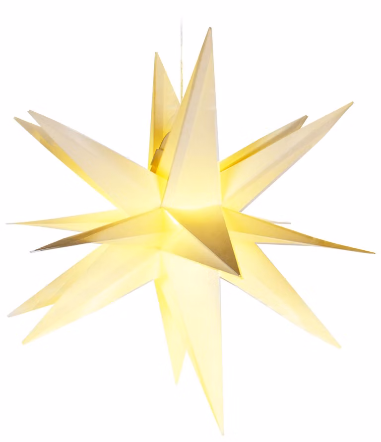 Stella natalizia a LED con timer, altezza 46 cm, realizzata in plastica, luce bianco caldo