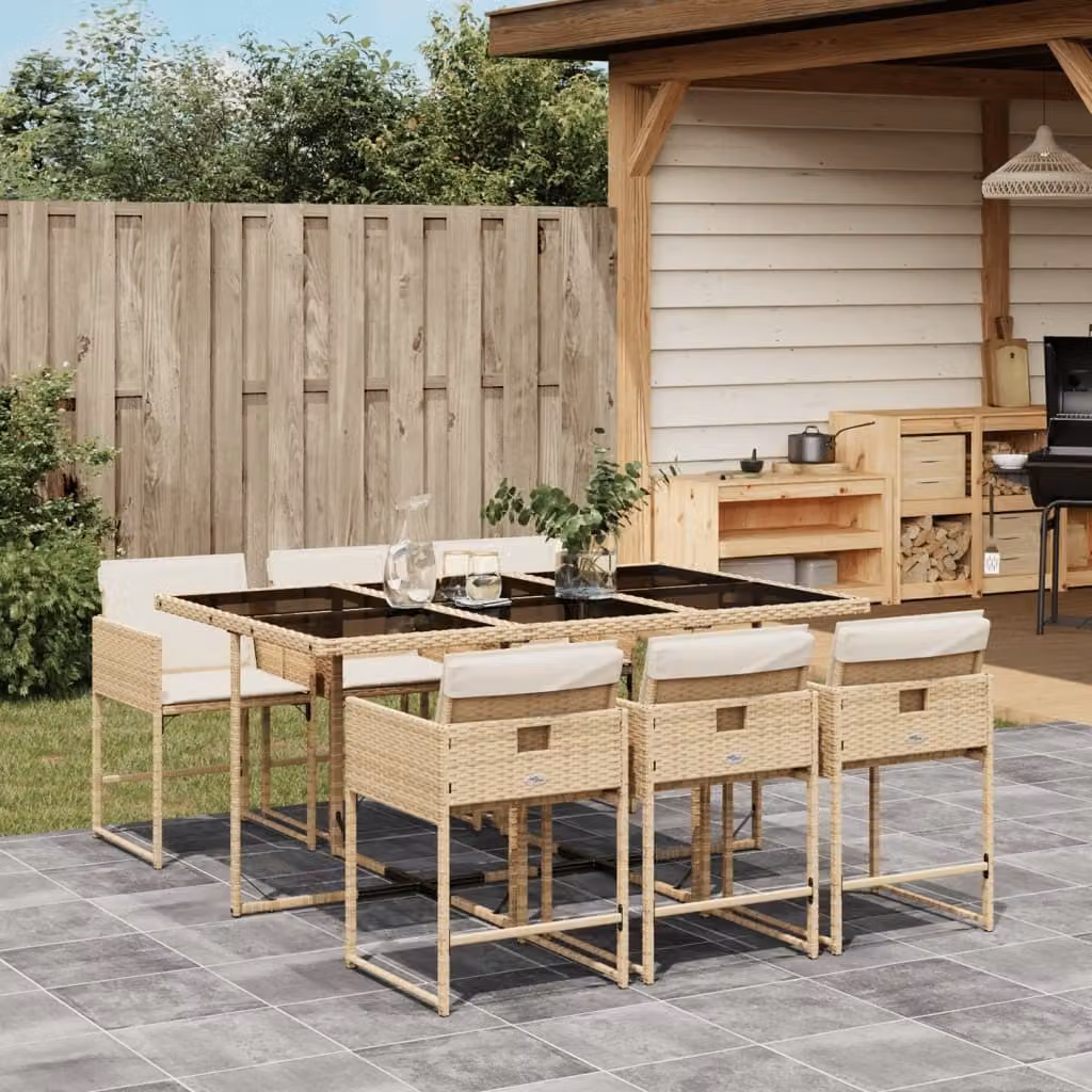 Maison Exclusive - Set da Pranzo da Giardino 7 pz con Cuscini Beige in Polyrattan