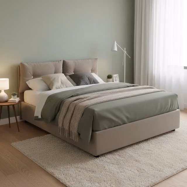 Letto Matrimoniale Andrealo Talamo Italia con Materasso Incluso, Grigio, L/P/H: 160 x 200 x 175 cm